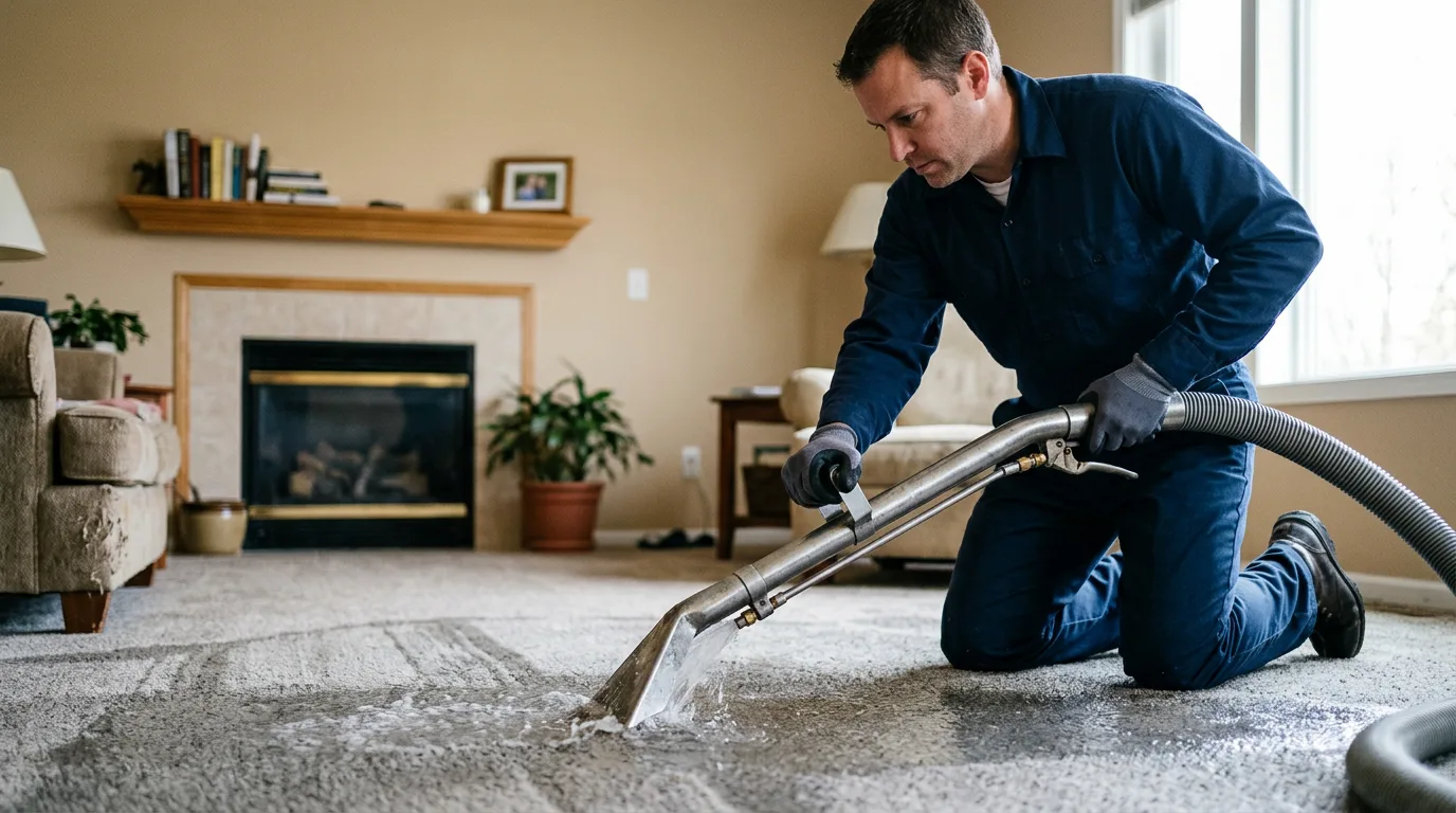 Water damage restoration technician working near Ellwood City, PA